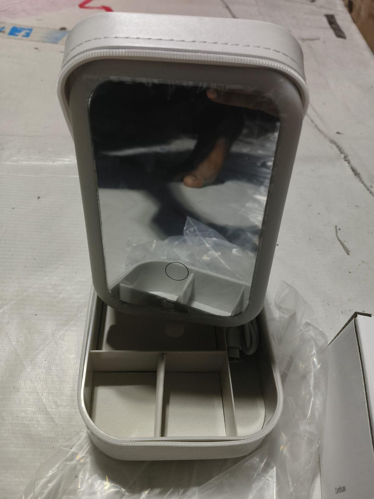 Portable LED Mirror Jewelry Organizer Box – Travel Storage Case for Women