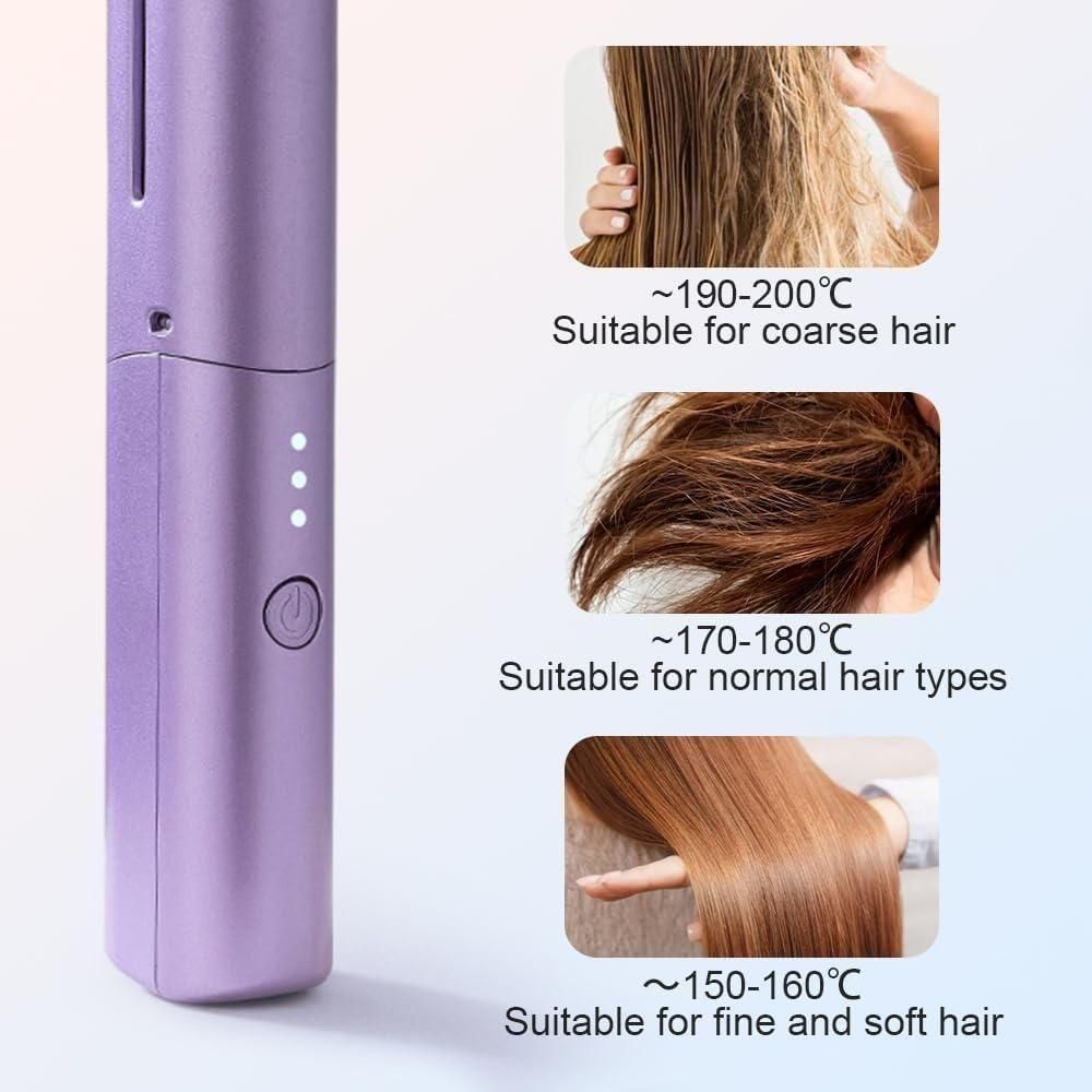 Portable Cordless Mini Hair Straightener Comb – Rechargeable Travel Hair Styler for Women